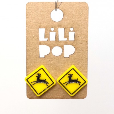 Boucles d'oreilles Lili POP- Panneau Cerf